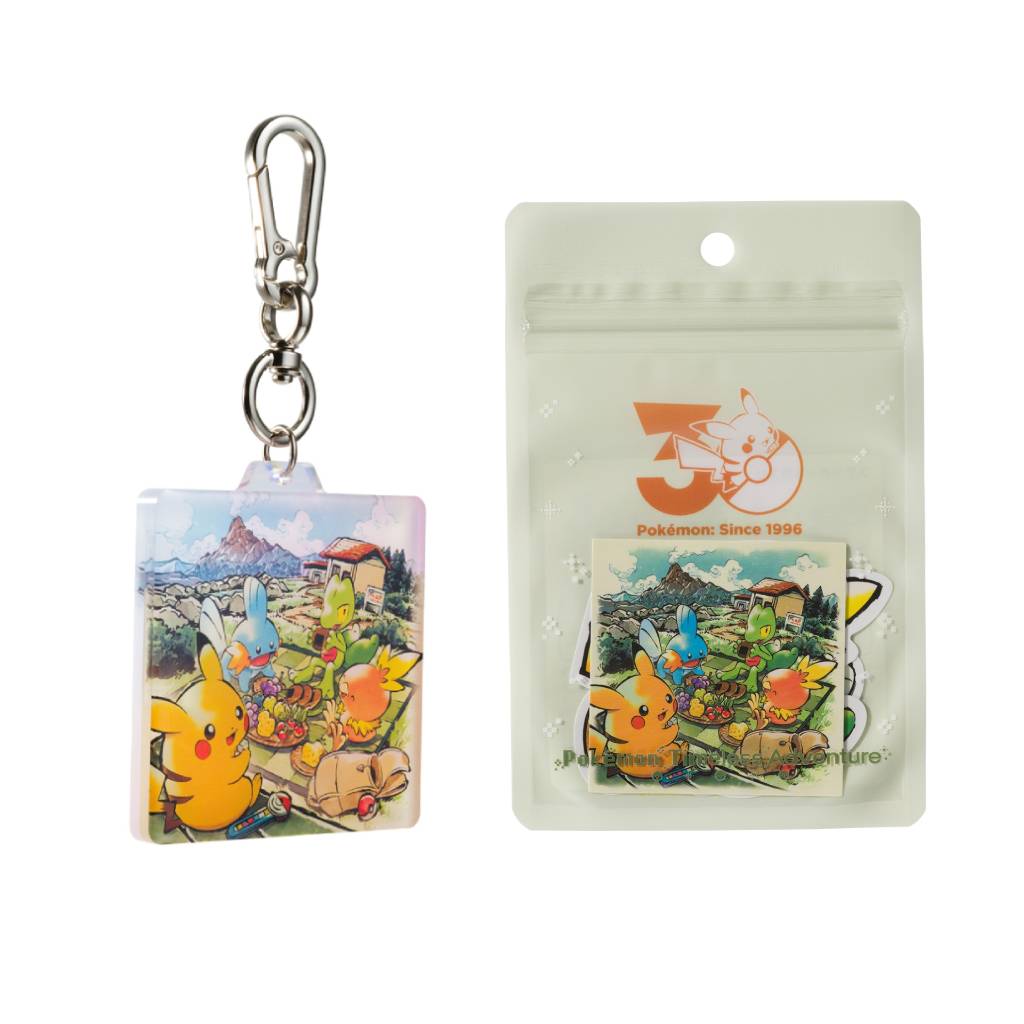 Pokemon Timeless Adventure 30th Anniversary Sticker Keychain Set