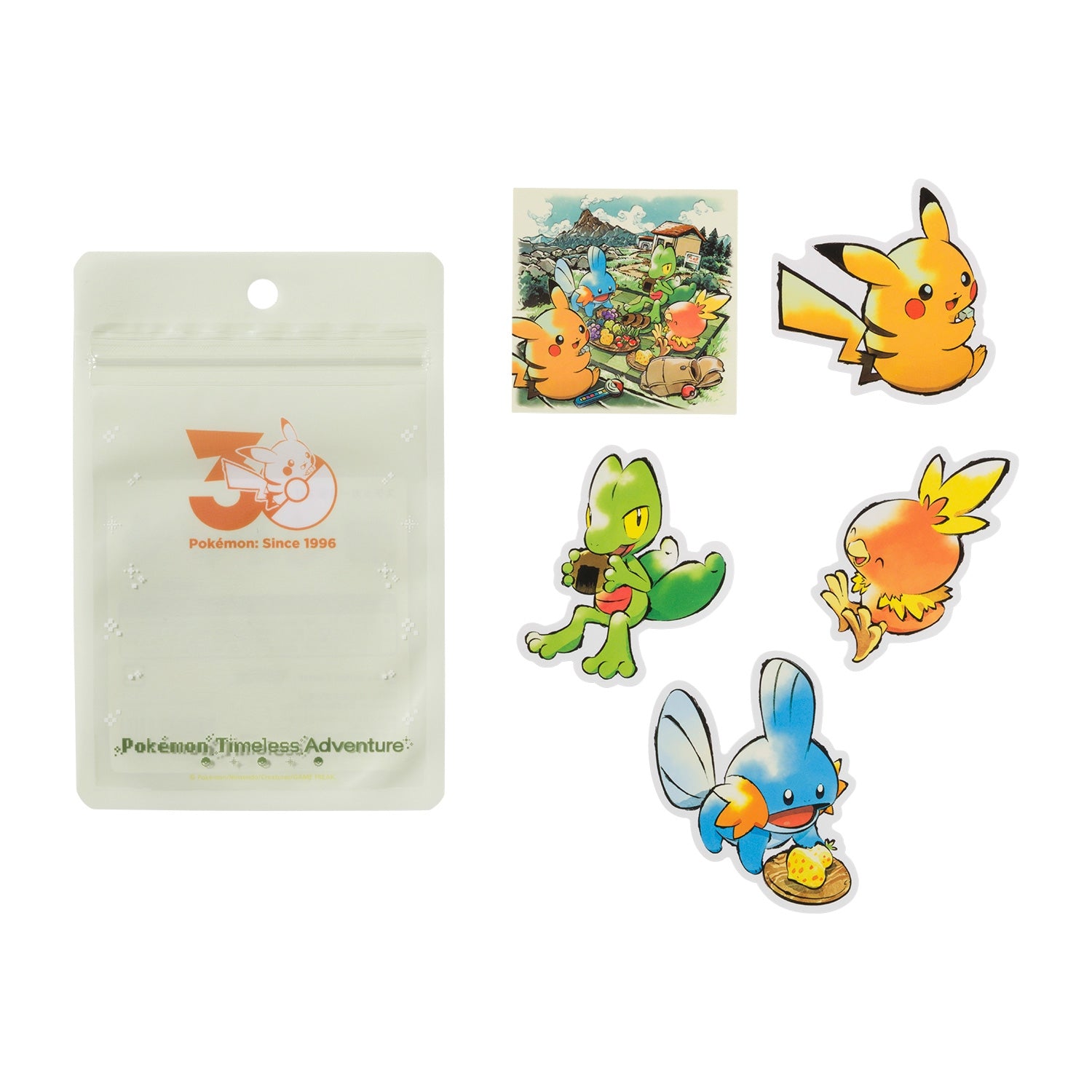 Pokemon Timeless Adventure 30th Anniversary Sticker Keychain Set