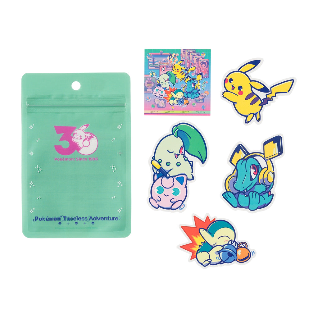 Pokemon Timeless Adventure 30th Anniversary Sticker Keychain Set