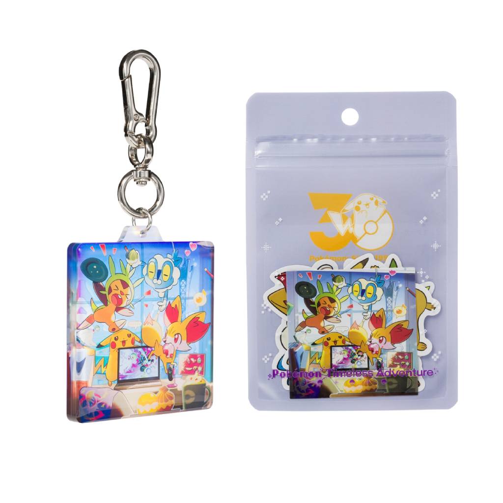 Pokemon Timeless Adventure 30th Anniversary Sticker Keychain Set