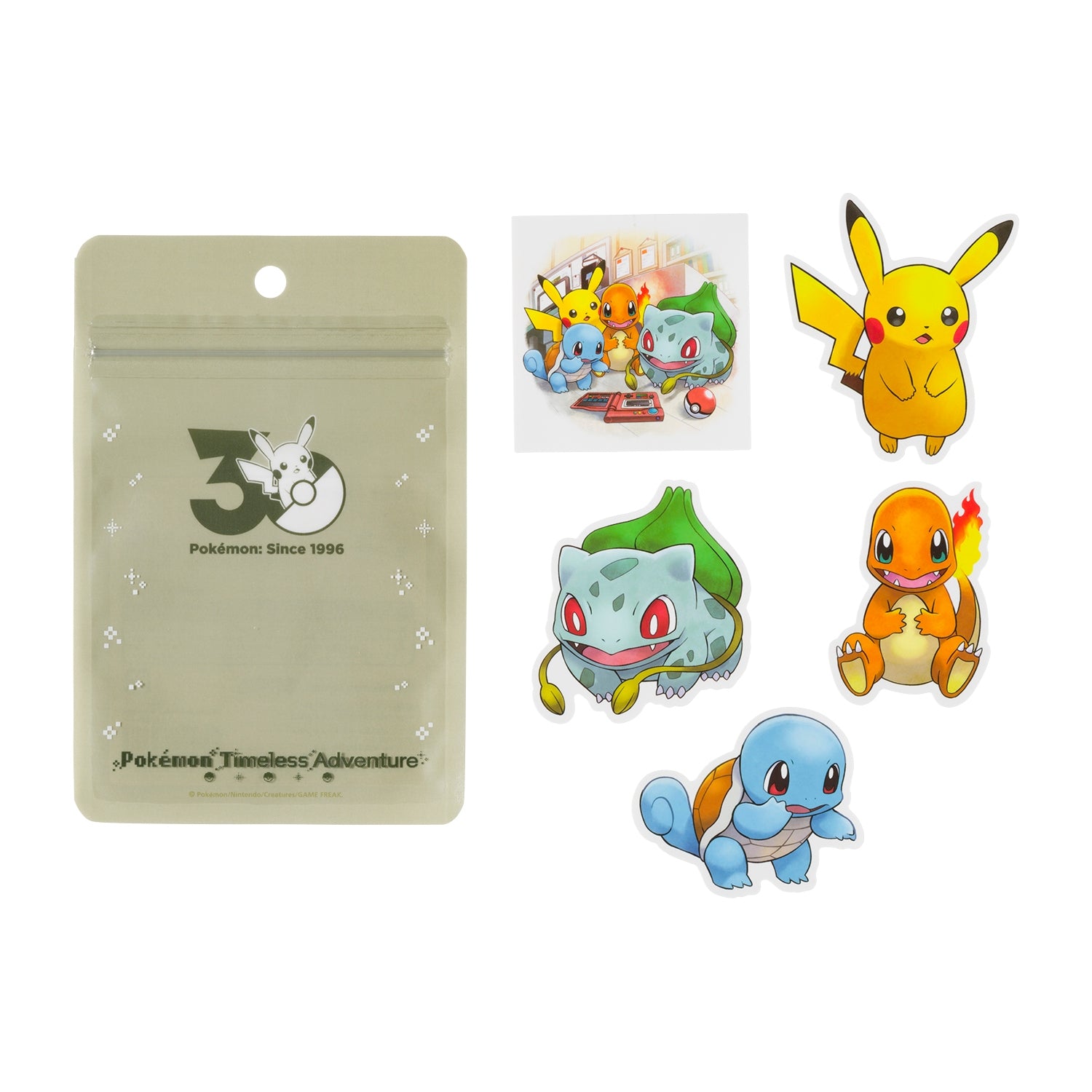 Pokemon Timeless Adventure 30th Anniversary Sticker Keychain Set