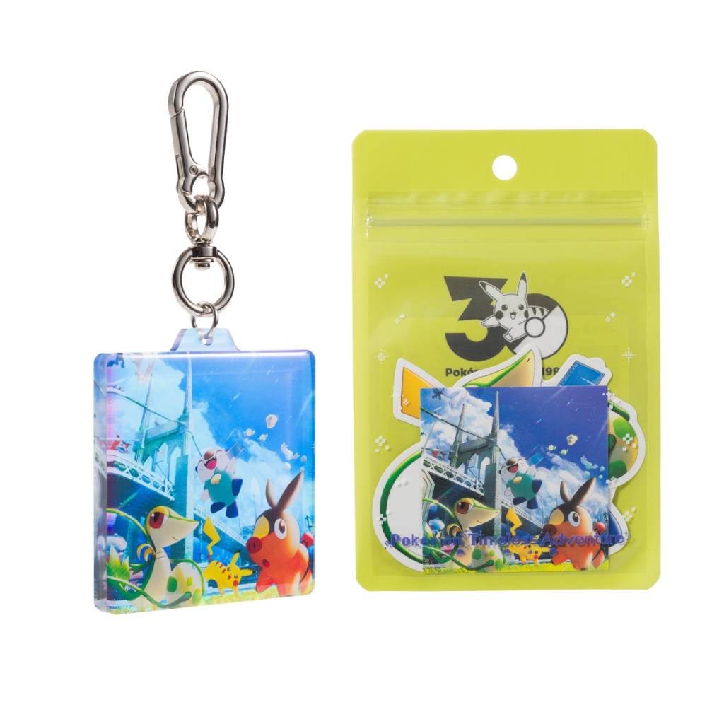 Pokemon Timeless Adventure 30th Anniversary Sticker Keychain Set